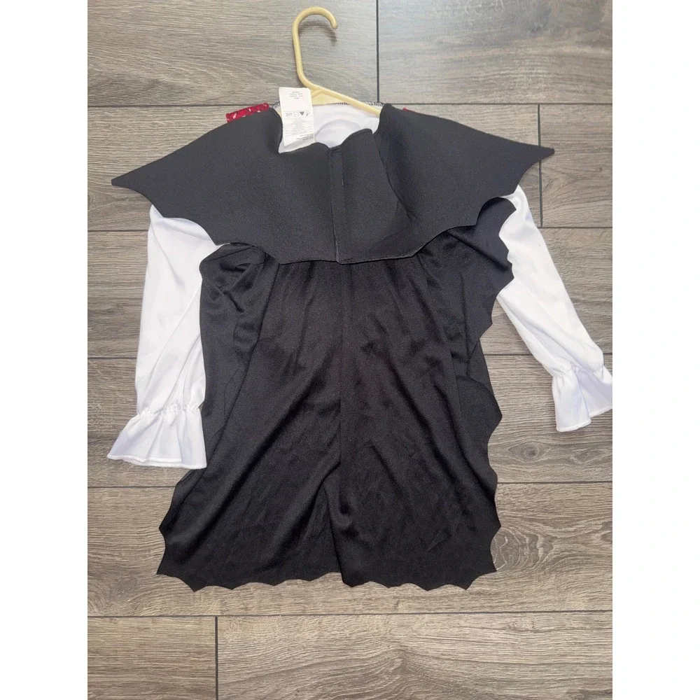 Kids Vampire Costume Top Red Vest Black Cape Small 880017 Dracula Halloween